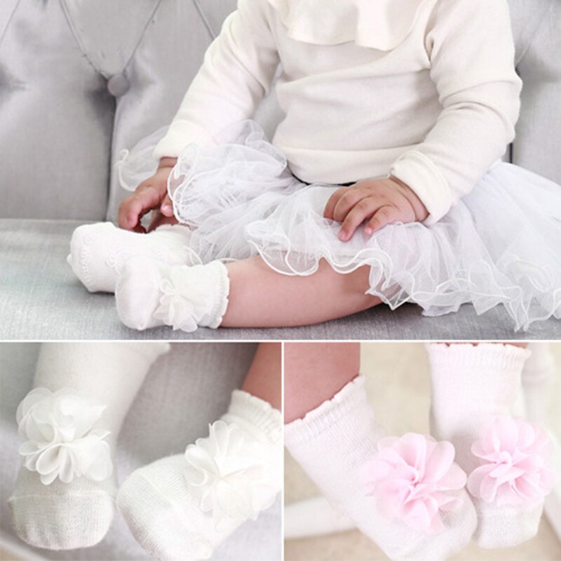 Lieflijk babymeisje 3d bloemen sokken baby peuter prinses puur katoenen sokken bloemblaadjes bloem bebé lente zomer enkelsokken antislip