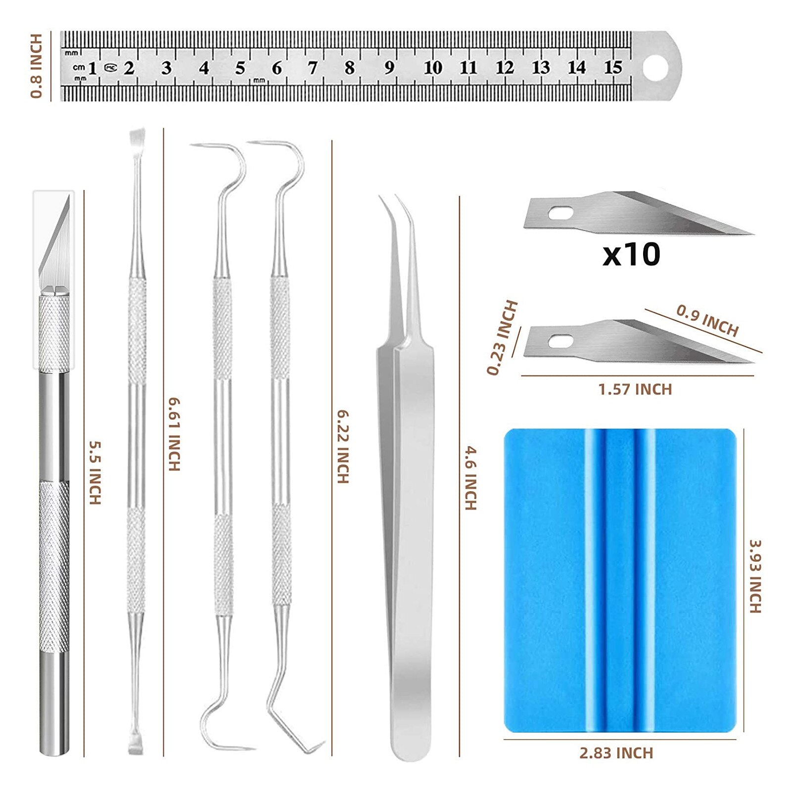 18PCS Craft Vinyl Tool Weeding Precision Diy Basic Set For Cricut Cameos Silhouttes 3 Styles: E 17PCS