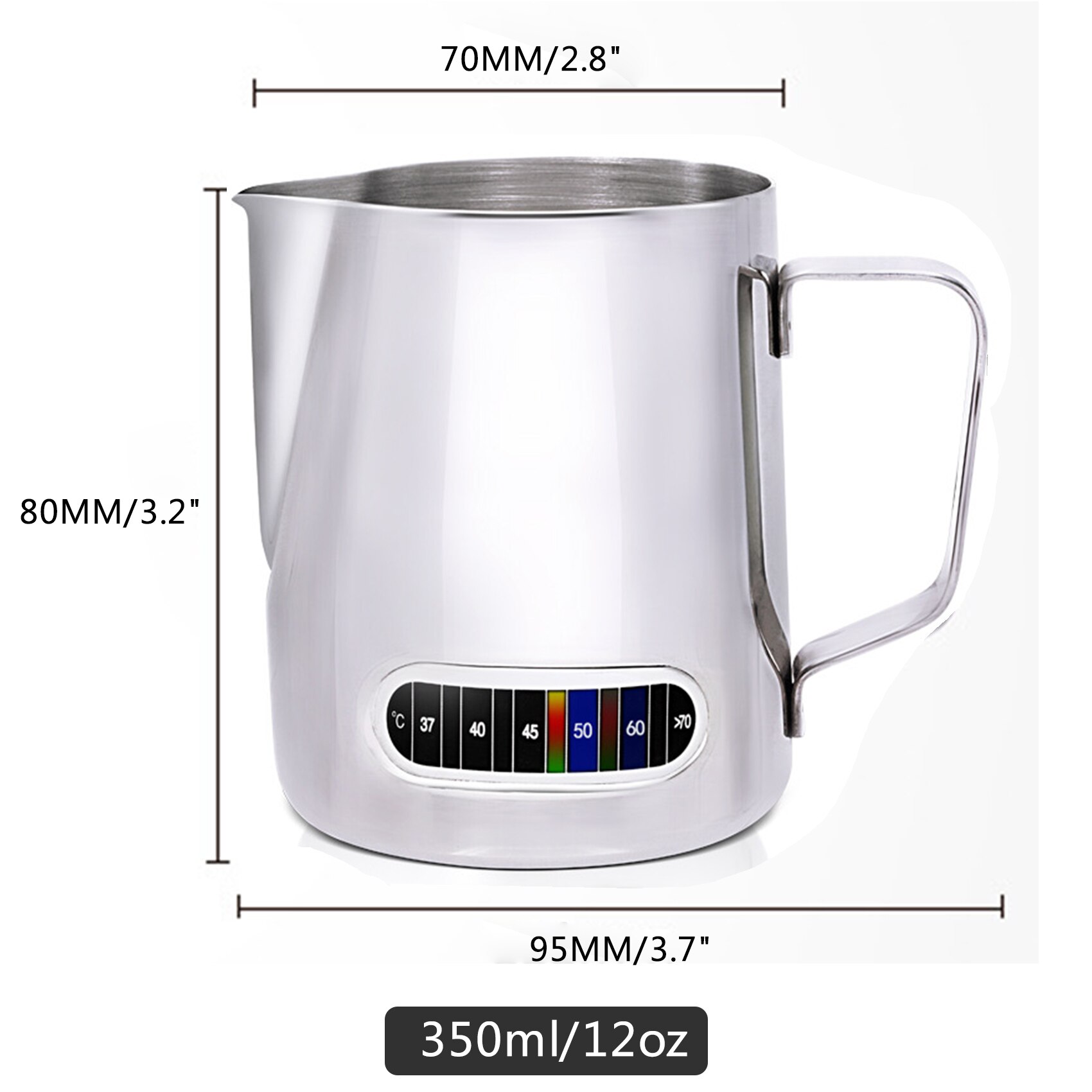 Espresso Steaming Pitcher 350/600ML Espresso Milk Frothing Coffee Milk Frothing Cup Coffee Steaming Pitcher with Thermometer: 350ml
