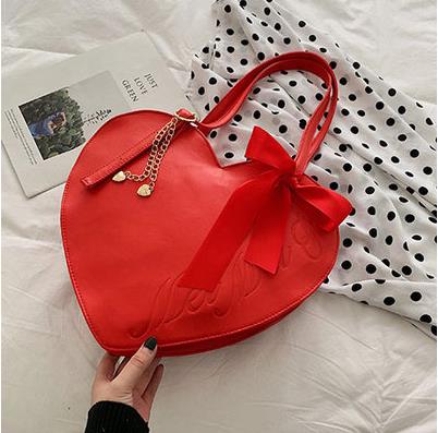 niedlich Rot Herz Bogen Lolita Casual Schulter Tasche Handtasche Damen Totes Tasche Frauen Bolsa Einkaufstasche Tasche: Rot