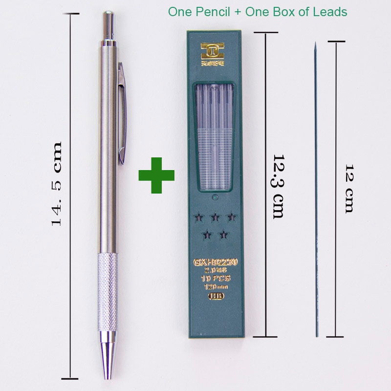 Full Metal 2.0mm Mechanical Drafting Drawing Pencil For Artist School And Office Stationeries