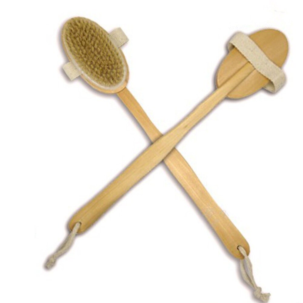 1 pcs Long Wooden Handle Bath Body Brush Natural Bristles Exfoliating Body Massager Brush Skin Cleaning for Bathroom