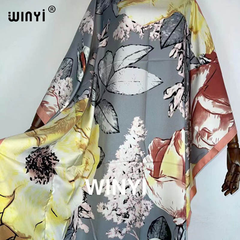 MIddle East robe femme kaftan Women Sexy Boho Summer Casual stwill Floral Evening Party Beach Long Maxi Dress rayon silk dress