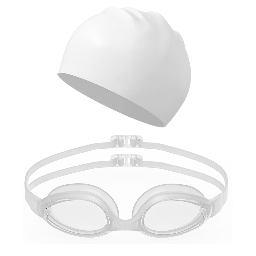 Zwembril Cap Volwassen HD Anti-condens Zwembril Set Waterdichte siliconen zwembril Anti-UV zwembril: Bruin