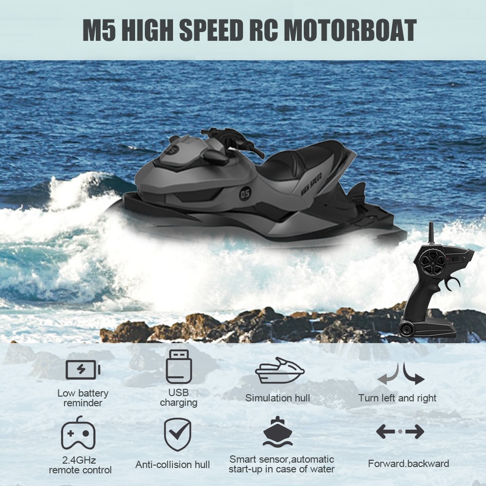 Rc Motorboot Rc Boot High Speed Afstandsbediening Boot Voor Zwembaden Meren 2.4Ghz Automatisch Start Hoge/Lage Snelheid motorboot Speelgoed Kids