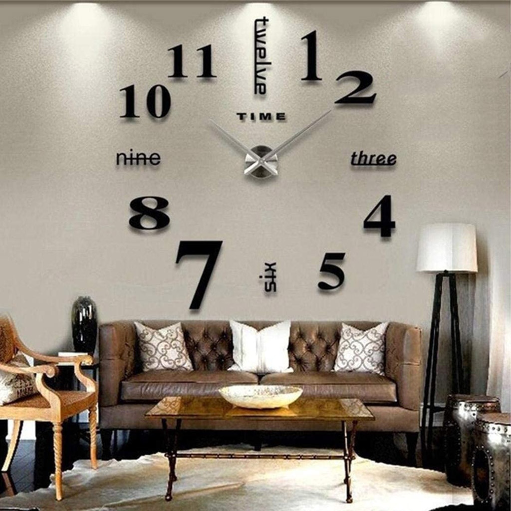 Modern DIY Large Wall Clock 3D Mirror Surface Sticker Home Decor Art Giant Wall Clock Watch With Roman Numerals Big Clock FD