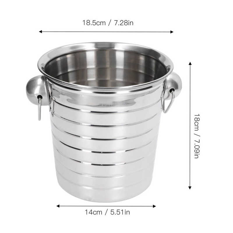 Champagne Bucket Stainless Steel Double Sided Dual Handle Retro Shape Polishing Wine Bucket for Home Bar Hotel Eco-friendly