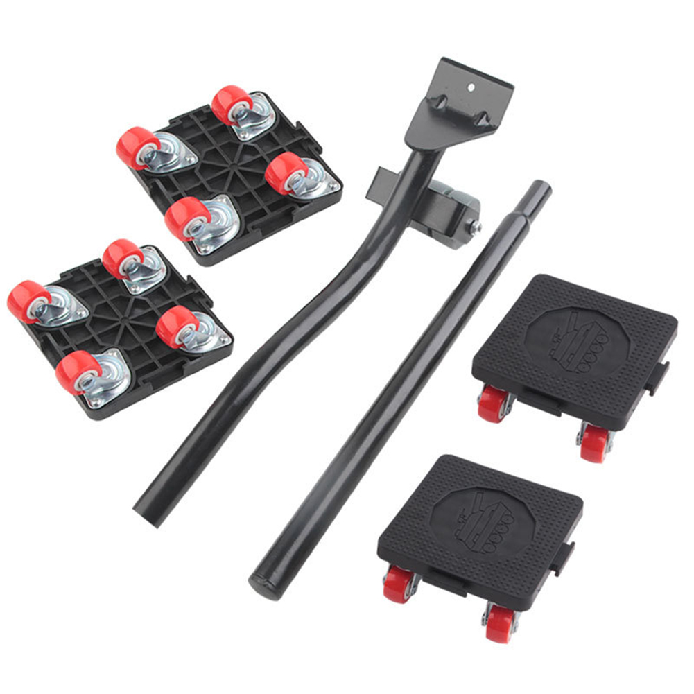 Kraftig møbelløfter, transportværktøj, møbelflyttersæt, 4 glidere, rulle, 1 hjulstang, løft, møbelflytningshjælper: Orange