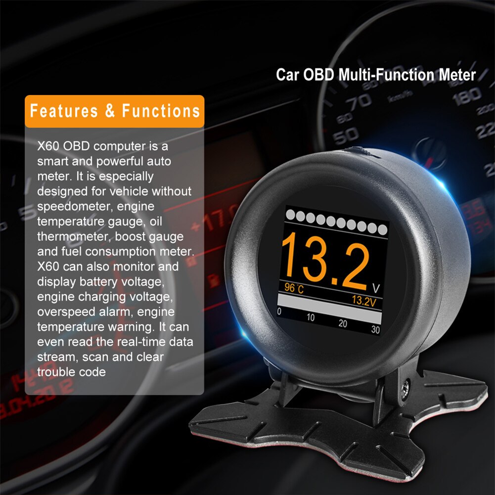 Car HUD Speed Alarm Pressure Oil Water Temperature... – Grandado