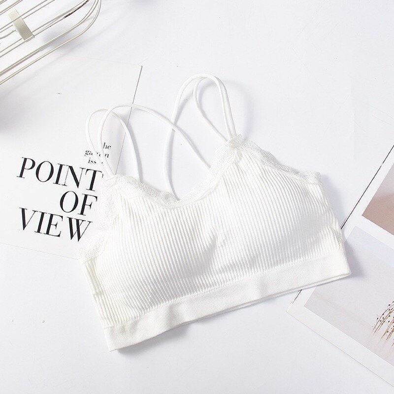 Japanese-style Cross Camisole Beauty Back Tube Top Women's Non-Steel Ring Lace Wrap-around Underwear Bra