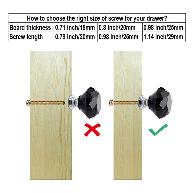 Zwart 10 Stuks 30Mm Crystal Glass Kast Knoppen Diamant Vorm Lade Keukenkasten Dresser Kast Kledingkast Pulls Handles