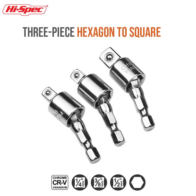1/4" 3/8" 1/2" Ratchet Wrench Adapter Universal Joint Set Ratchet Angle Extension Bar Socket Adapter for Impact Driver