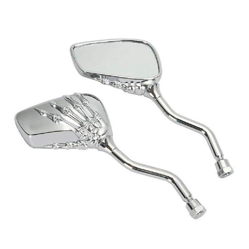 Motorcycle Mirrors Chrome Rear View Mirrors with 10mm/8mm Adapter for Honda Kawasaki Suzuki Yamaha: Default Title