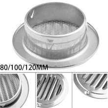 80mm/100mm/120mm Flat Round Air Vent Grill Stainless Steel Cover Louver Air Vent Silver Thicken Anti Mosquito Air Vent