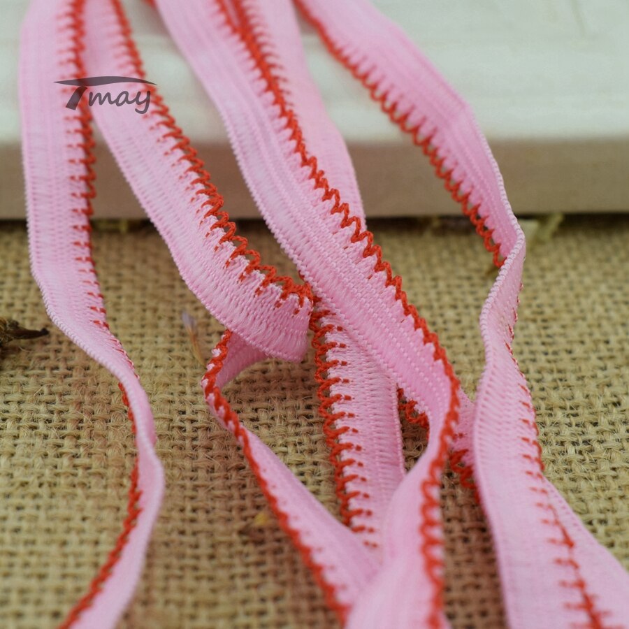 #245 roze en rode patchwork elastieken 8 meter stretch elastiek kanten rand baby ondergoed broek bh kanten broek elastieken diy