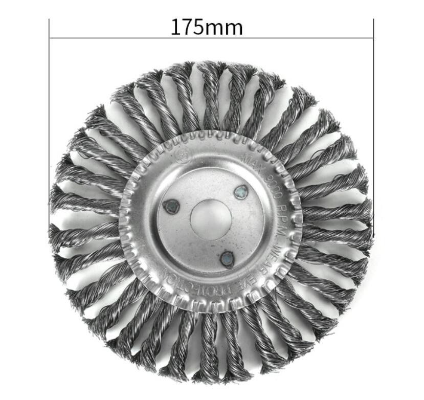 Knudet bænk ståltrådsbørste afgratning afrustning vinkelsliber rensetilbehør 125mm rustfjernelseshjul metalskivebørste: 175mm