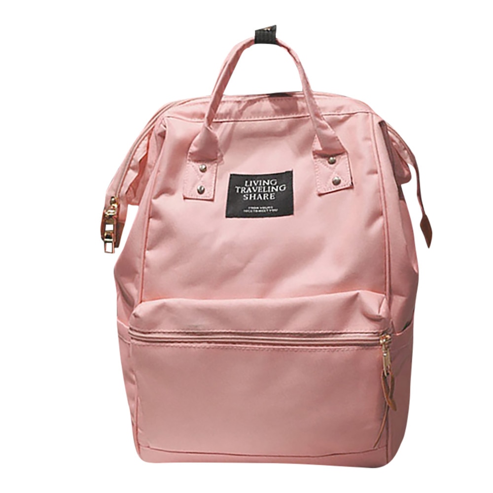 Solid Backpack School Travel Bag Double Shoulder Bag Zipper Bag Women Canvas Backpack Chain Ring Teenage Girls Backpack #p2s