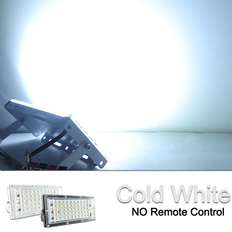 LED Flood Light 50W AC 220V 240V Outdoor Floodlight Spotlight RGB warm cold LED street Lamp IP65 waterproof Landscape Lighting: Cold White / White Shell