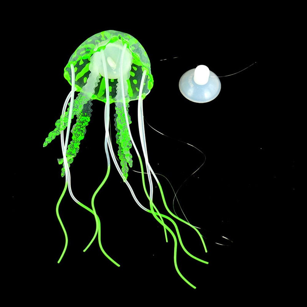 tank Jellyfish for aquarium decoration fish tank Jellyfish Glowing Effect decoration stones for aquarium fishing accessories: Green