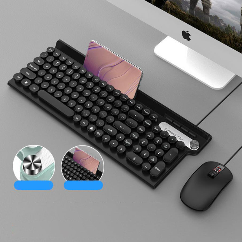 USB 104-key Gaming wired membrane keyboard and mouse set is suitable for computer notebooks as for girls: black