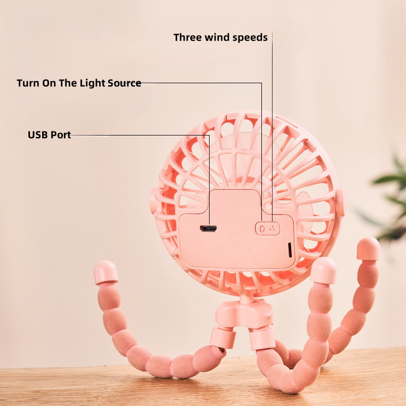 Carrinho de bebê multifuncional para estudantes portátil USB recarregável bateria de lítio polvo mini ventilador