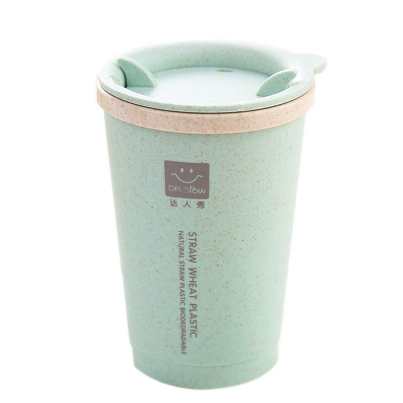 280Ml Tarwe Mok Lekvrij Dubbele Wand Isolatie Tarwe Stro Koffie Cup Reizen Mok: green