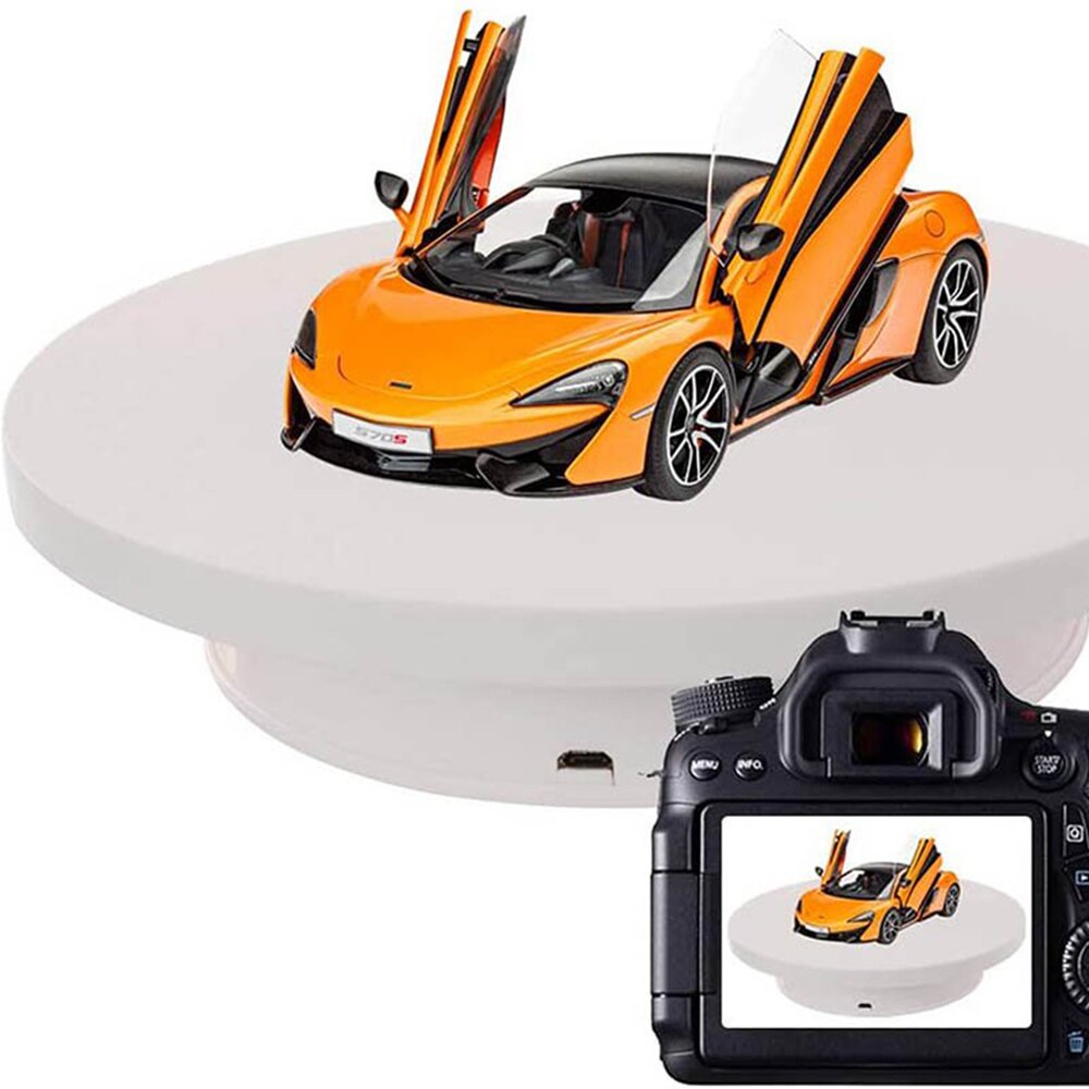 Electric Display Rotating Stand Round Turntable Velvet Top Electric Motorized 360° Rotating Table Photo Photography Props