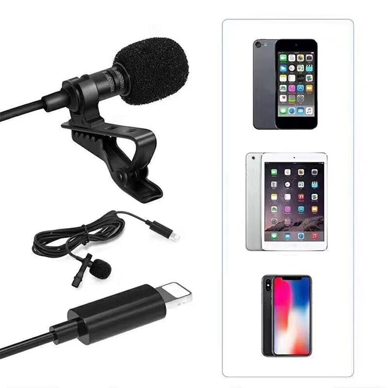 3.5mm Clip Mic Type C Microphone Phone Wired Mic Clip Condenser Microphone Clip Lavalier Microphone QJS Shop