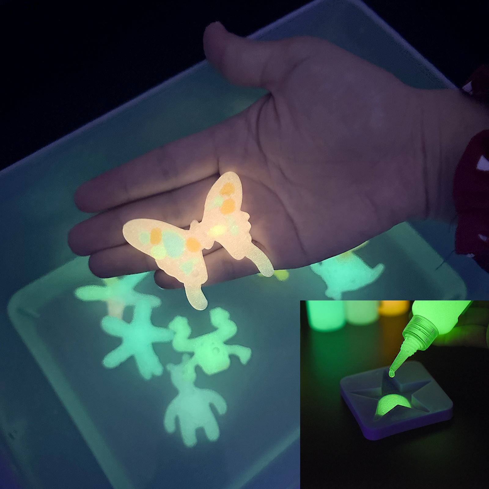 Leuchtende Fee, magische Wasserelfe, leuchtet im Dunkeln, ozeanische Form, Aqua-Fee-Gel-Sets, DIY-Handwerk, Materialien, für Kinder