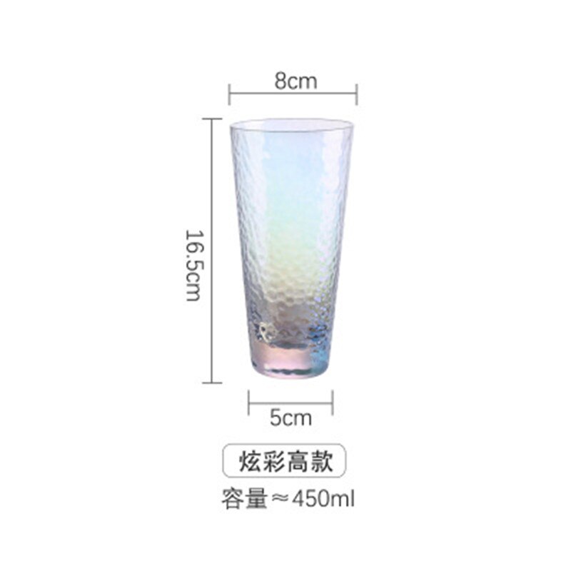 Glass Cup Milk Coffee Fruit Juice Tea Cups Rainbow Clear Glass Colorful Japanese-style Household Wine Glass: 450ml