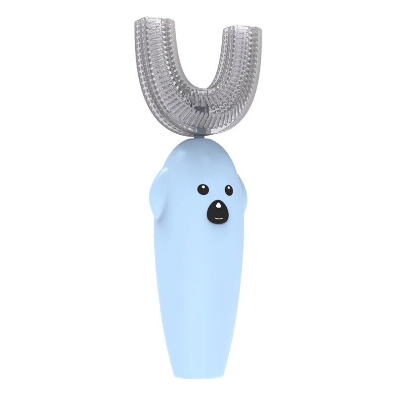 Dzieci 360 stopni automatyczne elektryczne szczoteczki robić zębów baterii U typ miękka silikonowa szczoteczka robić zębów zęza pomocą szczotka robić zębów kreskówka wzór: niebieski