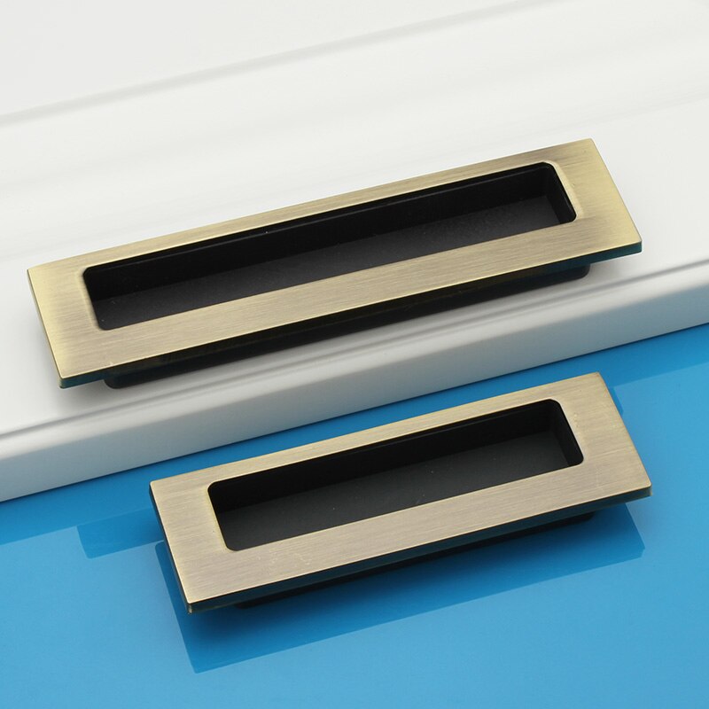 Tirador envejecido oculto para muebles rojo bronce cobre cocina gabinete perillas armario cajón tiradores de puertas agujero CC 64mm/96mm/128mm
