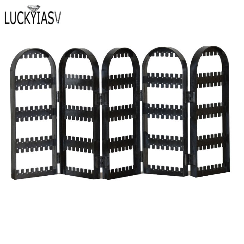 Black 120/180/240/300/360 holes Plastic Earrings Studs Display Rack Folding Screen Earring Jewelry Display Holder Storage Box