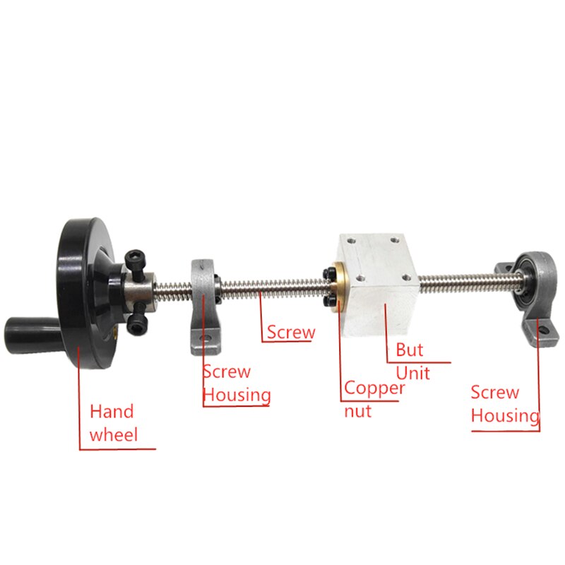 T8 jeu de vis sans fin avec roue à main trapézoïdale tige de vis: 900mm / vertical housing