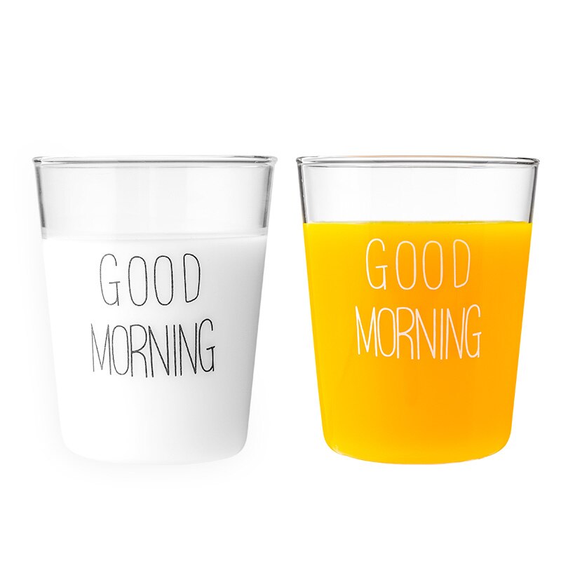 1 pcs Lovely Glass Breakfast Cup Coffee Tea Milk Yogurt Mug Good Morning Mug 400ml
