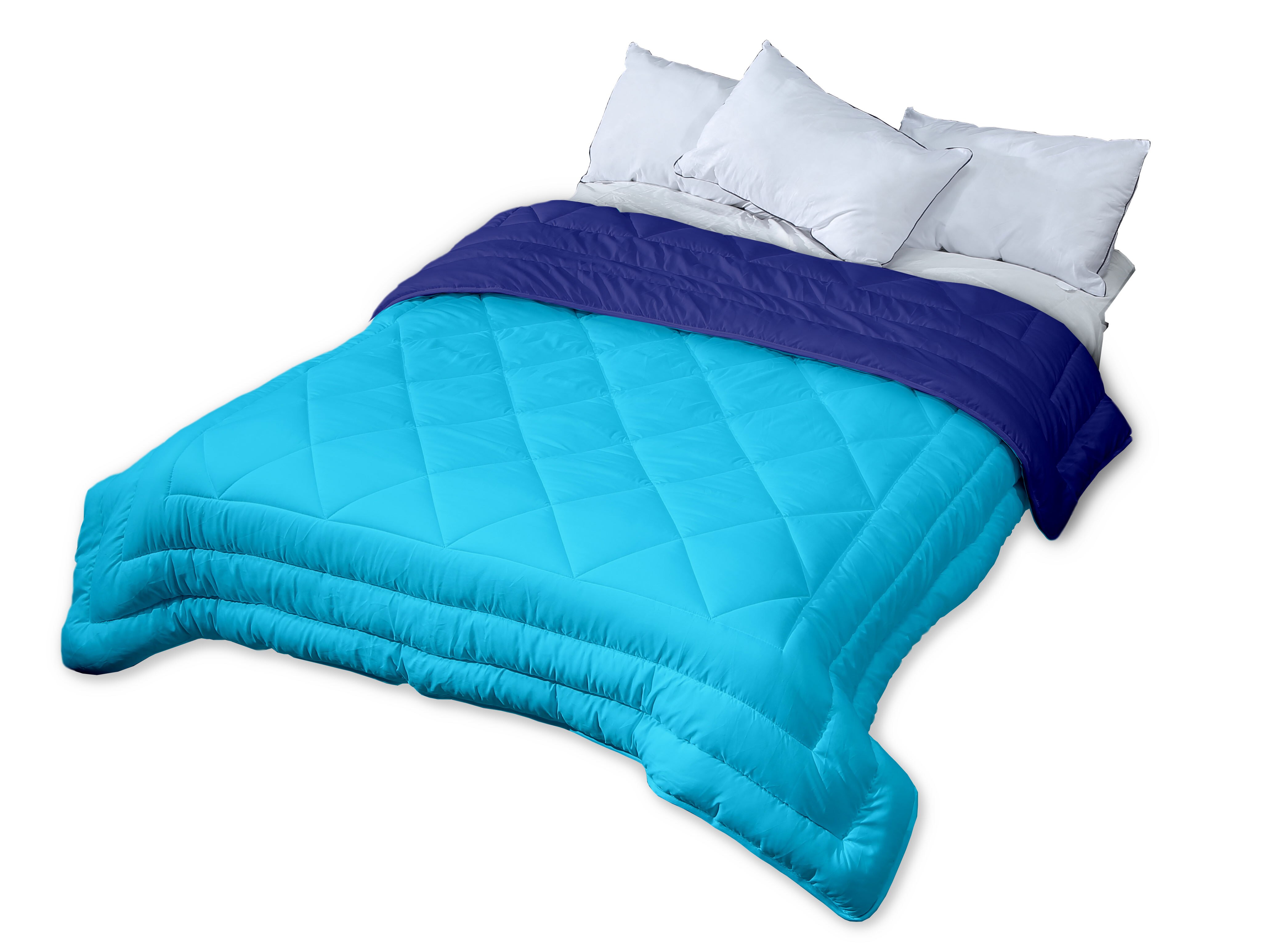 ADP Home - Edredón Nórdico Bi-Color 300 Grms 100% Fibra Hueca Siliconada 6D, Exterior 100% Microfibra Tacto de Melocotón: 150cm (240x260 cm) / Azul y Turquesa