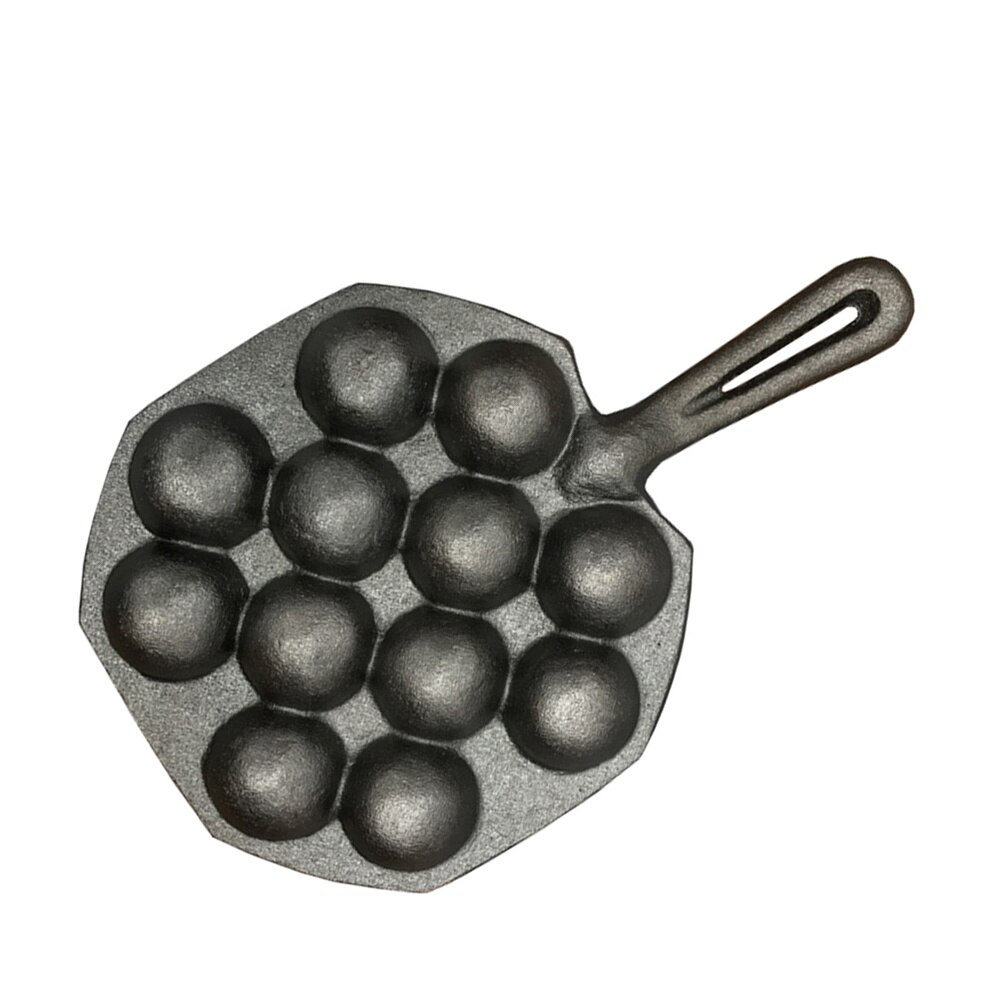 Takoyaki Pan 12 Molds Cast Iron Takoyaki Maker Skillet Japanese Octopus Meat Mold No-stick Baking Tray for Octopus Balls