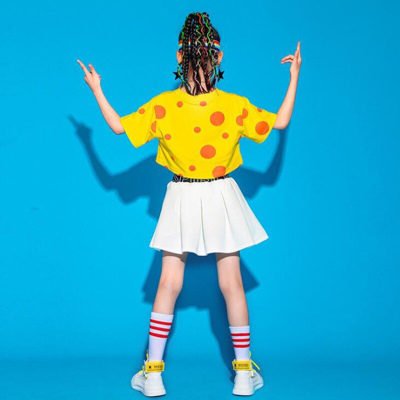 Kids Hip Hop Dacning Clothing Festival Outfits Loose Tshirt Streetwear Mini Skirt For Girls Jazz Dance Wear Costume Clothes Set