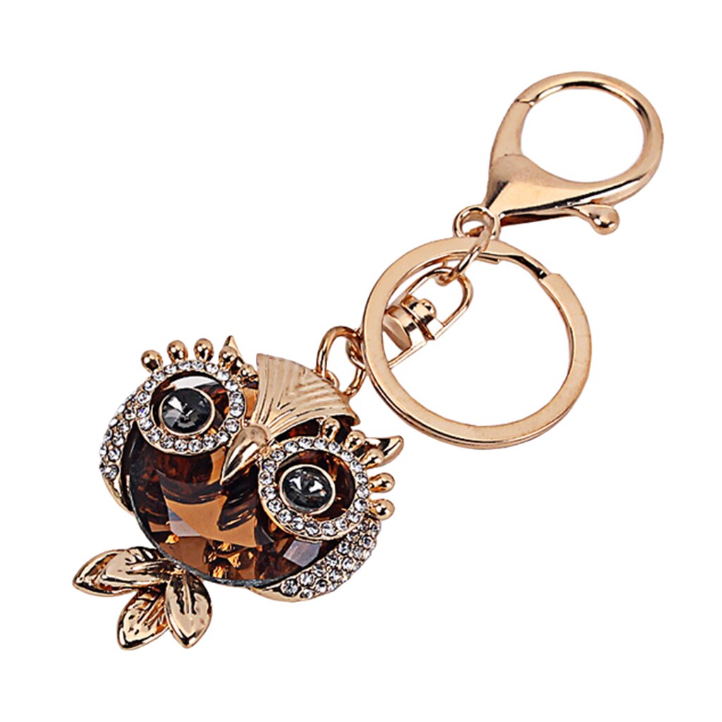 Owl Crystal Rhinestone Key Rings Pendant Key Chain For Women Girls