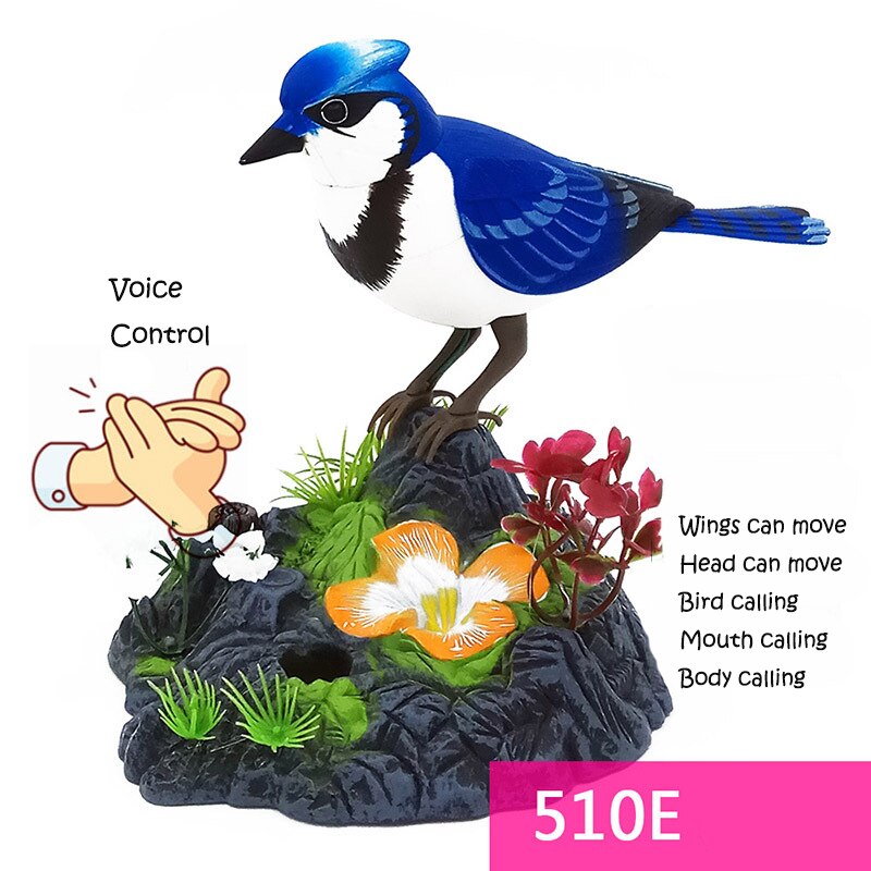 510E/506 Bird Toy Electric Sounding Bird Voice Control Toy Cage Ornament Artificial Bird Toy Singing Bird Home Garden Decor