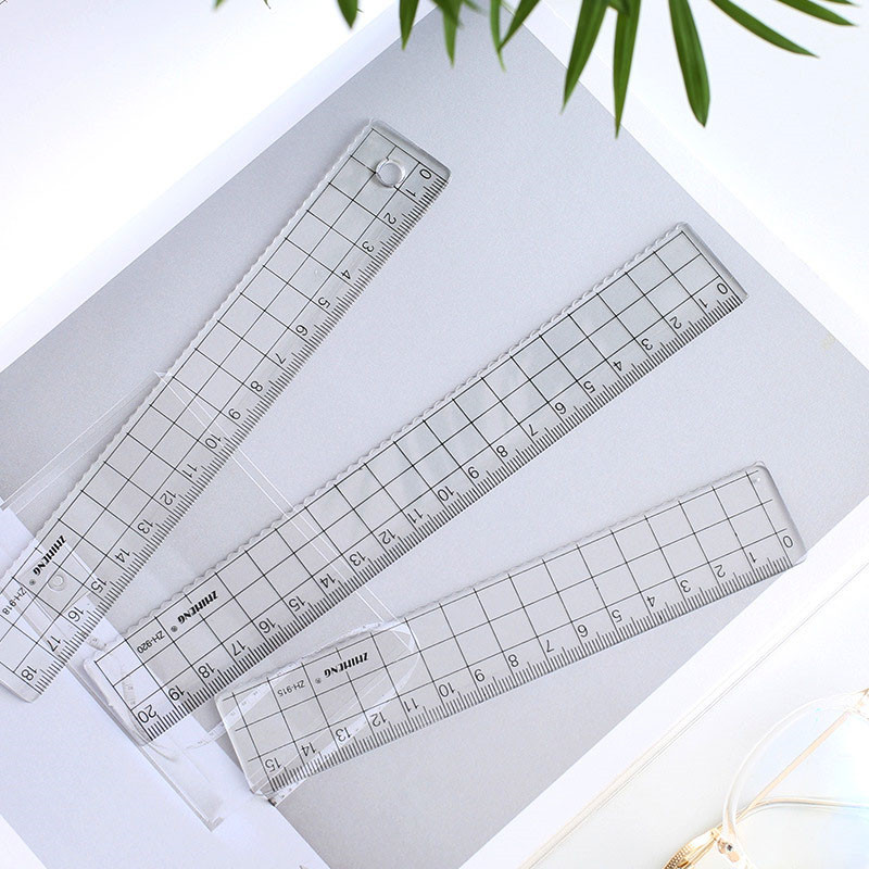 Grid Ruler 3 Sizes Transparent Acrylic Ruler with Precise and Visible Grid and Angle Lines for School Office Supplies