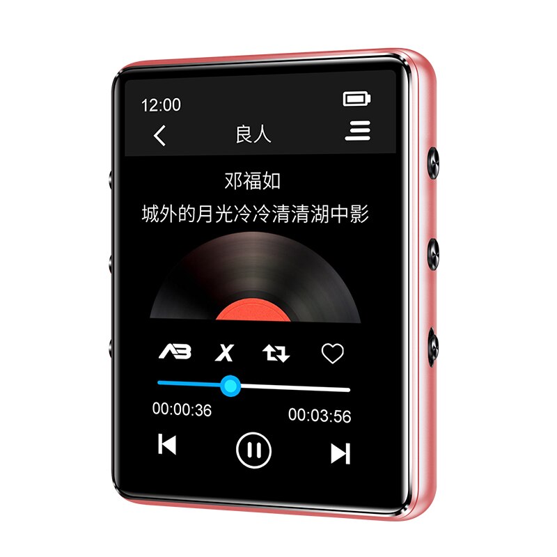 Bluetooth 5.0 metal MP3 player full touch screen built-in speaker 4G 8G 16G with e-book FM radio recording video playback: Rose Gold-X60 / 32GB