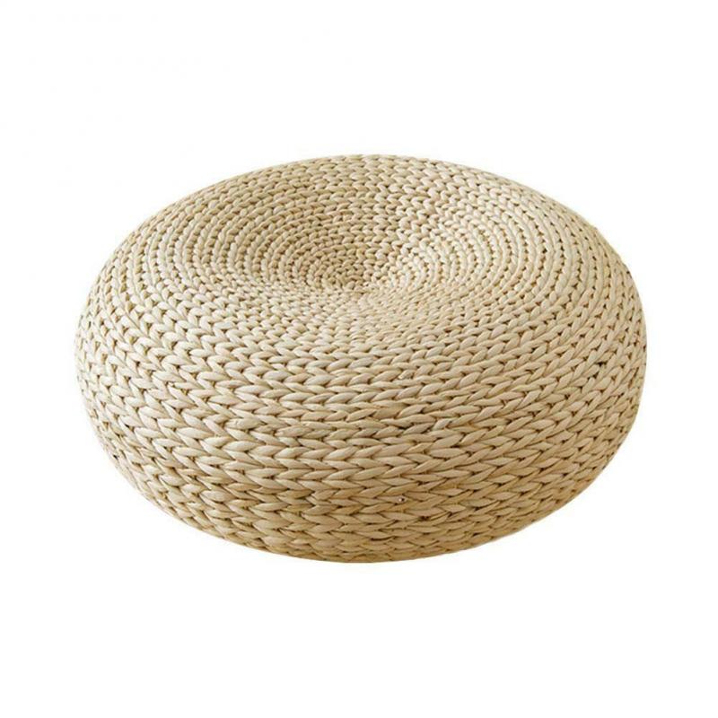 1 pièces paille naturelle Pouf rond Tatami coussin de sol coussins méditation Yoga tapis rond chaise coussin de style japonais: Default Title