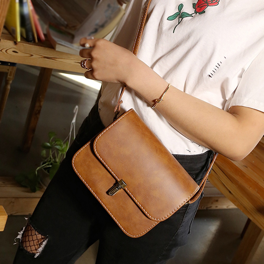 Women Lady Leather Satchel Handbag messenger bag Shoulder Tote Messenger Crossbody Bag dames tassen: Coffee