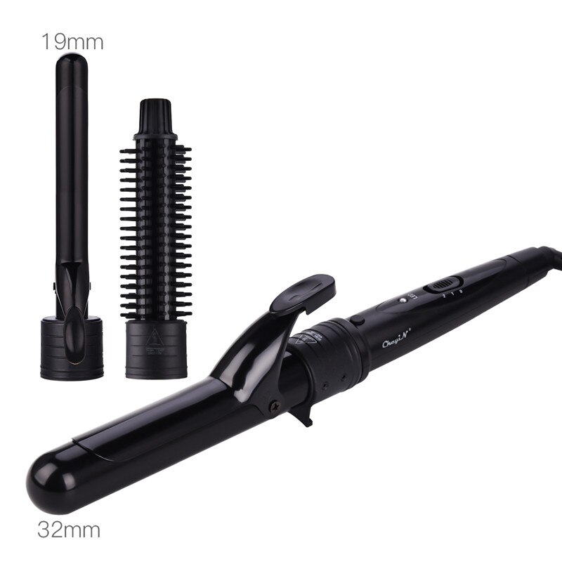 3 In 1 Temperature Control Styling Tools Ceramic Cone Hair Curling Iron Tong Electric Hair Curler Roller Curling Wand Waver 3536: Purple 