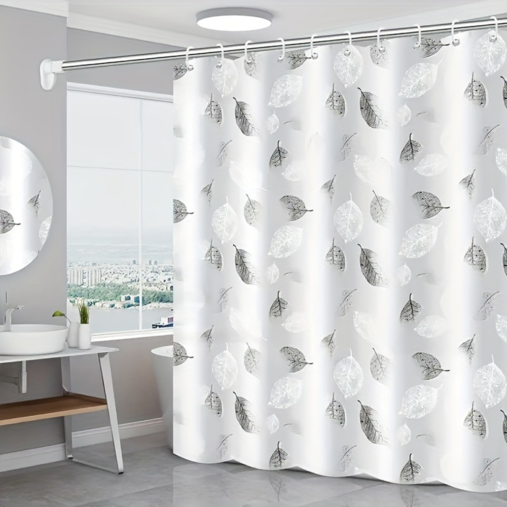 PEVA-Duschvorhang, wasserdichter Kunststoff, durchsichtige Badvorhänge, transparent/bunt, Badezimmervorhänge, Mehltau, Zuhause, Luxus mit Haken: Licht Kaffee