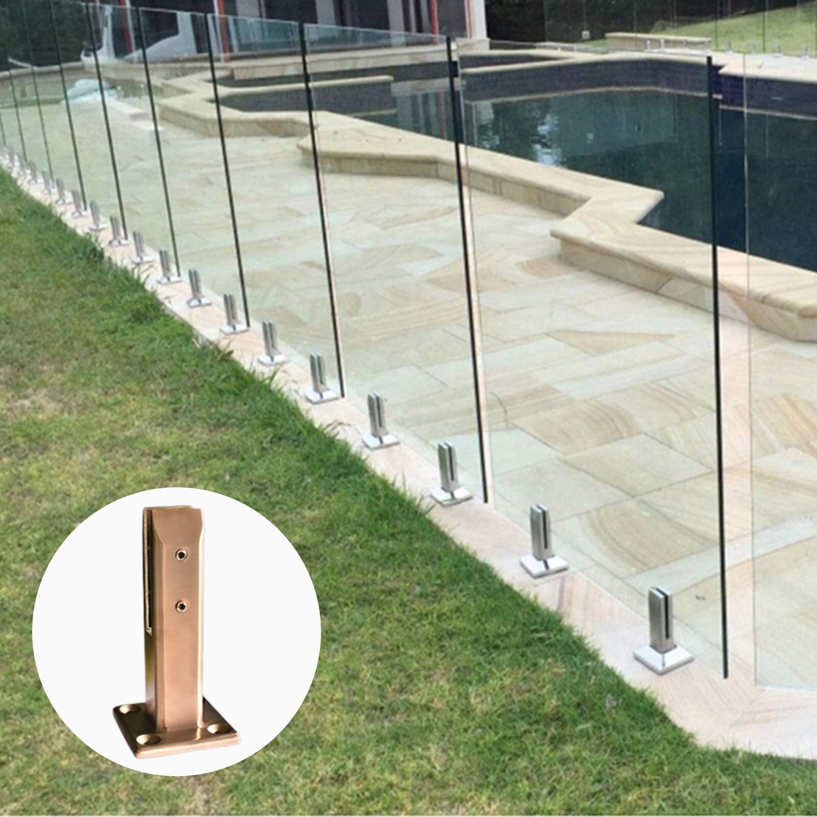 Pince à bec en acier inoxydable 304, pour clôture de piscine en verre carré, Balustrade de clôture