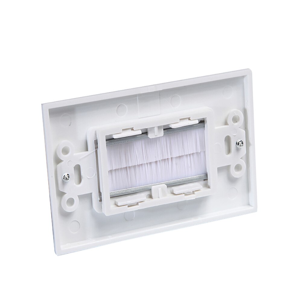 Cable Pass Through Panel Brush Plate Multifunctional Durable ABS Anti Dust Home Outlet Mount Single Gang White Wall Socket