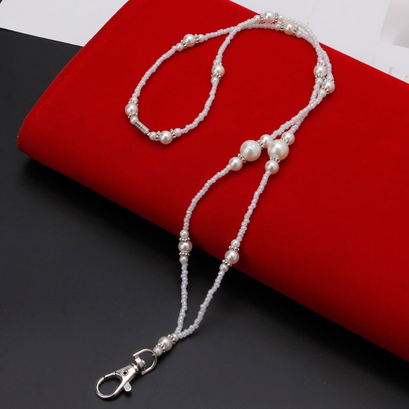 Chaîne de perles blanches légères, porte-Badge ID, – Grandado