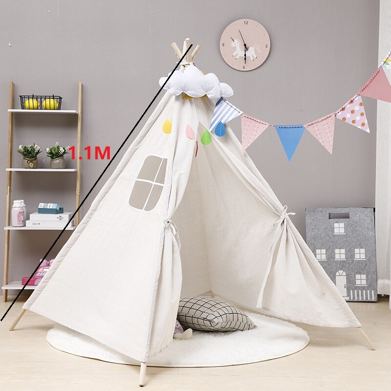 Children's Tent Kids Portable Tent Indoor Lawn Tent Toy Space Cartoon Castle Tent: white 1.1M